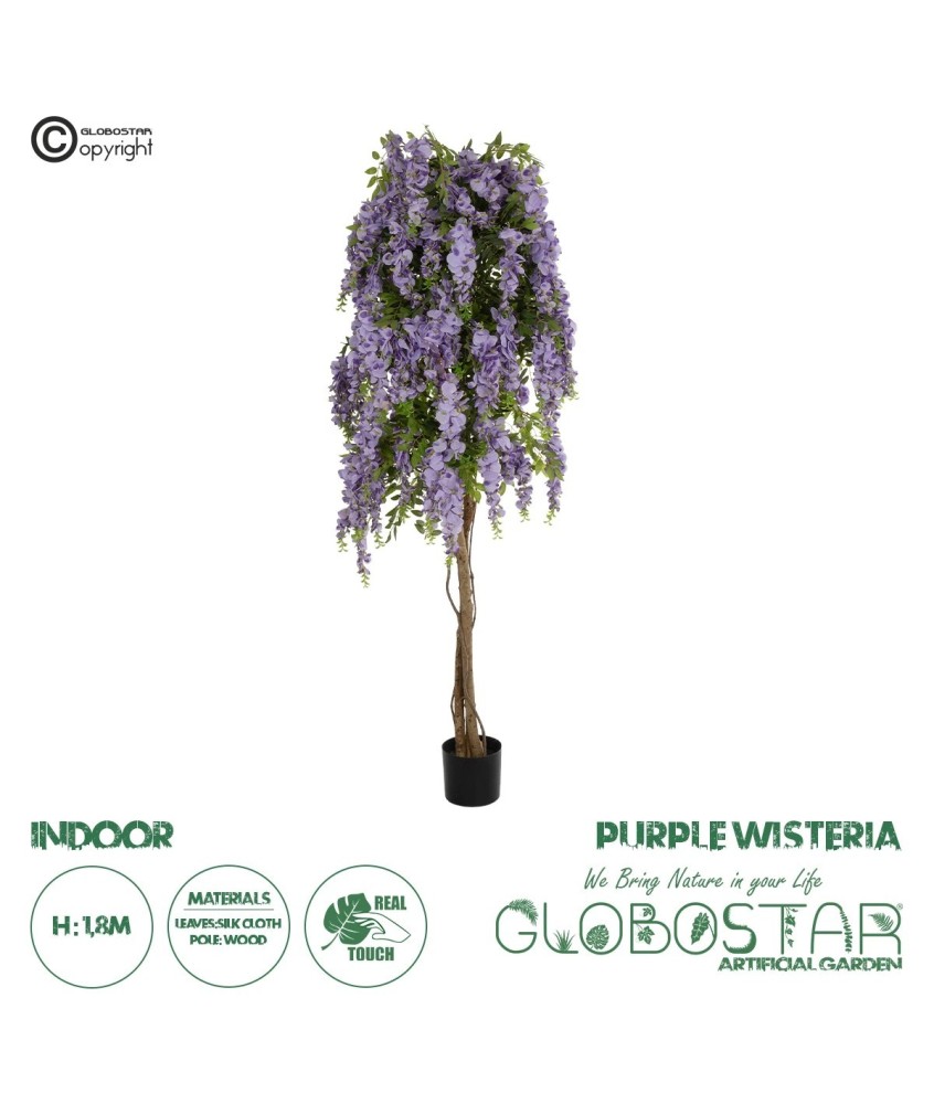 GloboStar® Artificial Garden WISTERIA PURPLE 20682 Τεχνητό Διακοσμητικό Δέντρο Μωβ Βιστερία Μ60 x Π60 x Υ180cm